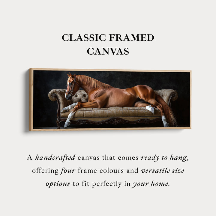 Grote Horizontale Canvas Muurdecoratie met Frame Elegante Paard