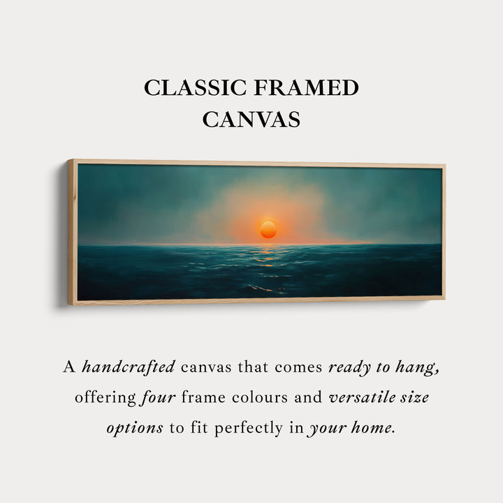 Ocean Sunset Smal Breed Horizontaal Wanddecoratie Grote Ingelijste Canvas
