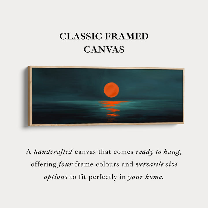 Minimalist Sunset Narrow Wide Horizontal Wall Decor Large Framed Canvas