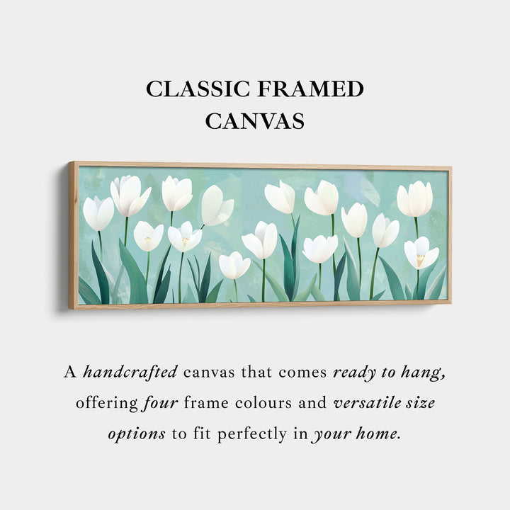 Minimalist Tulips Framed Canvas Horizontal Narrow Wall Art Decor