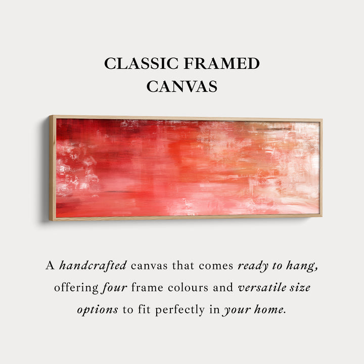 Abstracte rode lange horizontale wanddecoratie, panoramische wanddecoratie brede wanddecoratie