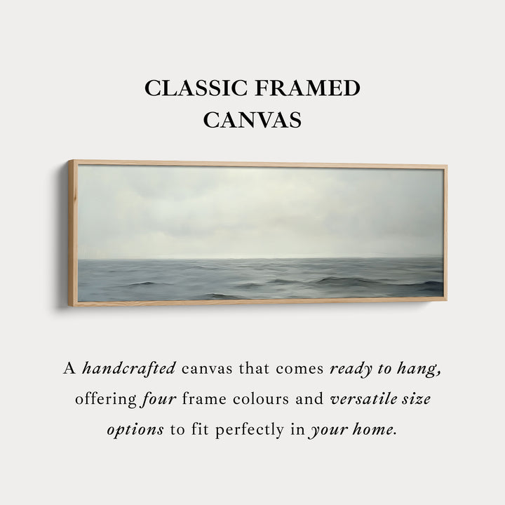 Kalmerende zee lang smal ingelijst canvas wanddecoratie