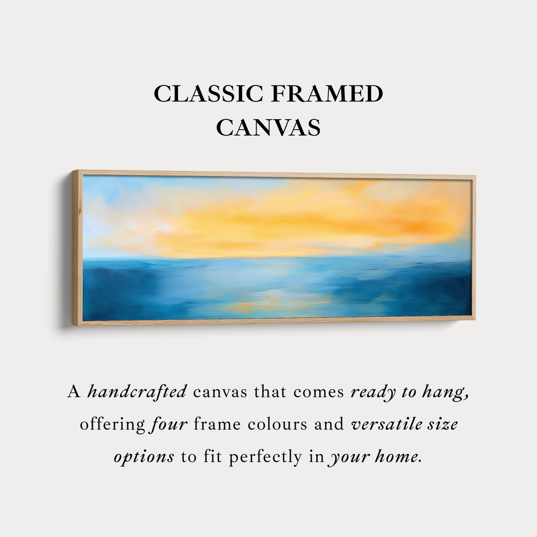 Abstracte zonsondergang lange smalle panoramische wandkunst canvas