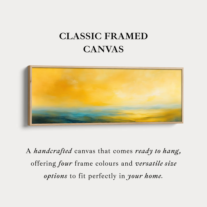 Abstracte gele lange smalle horizontale wandkunst canvas