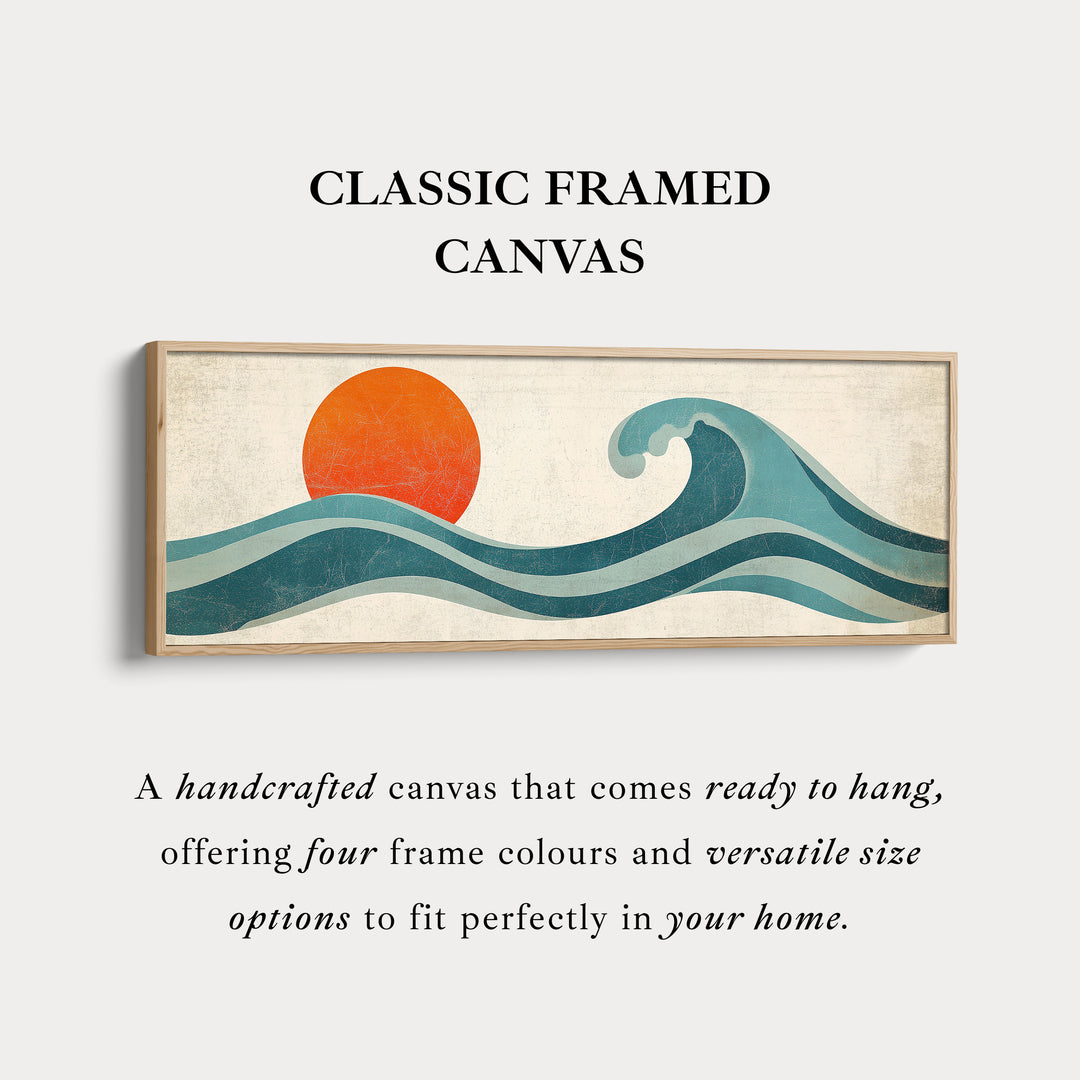 Retro zonsondergang lange smalle horizontale wandkunst canvas