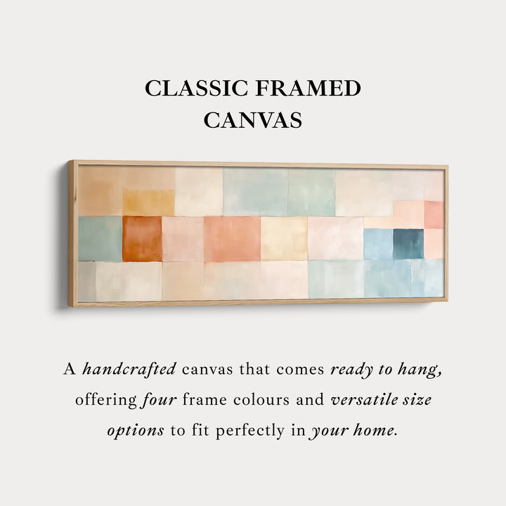 Abstract pastel lang ingelijst horizontaal canvas wanddecoratie