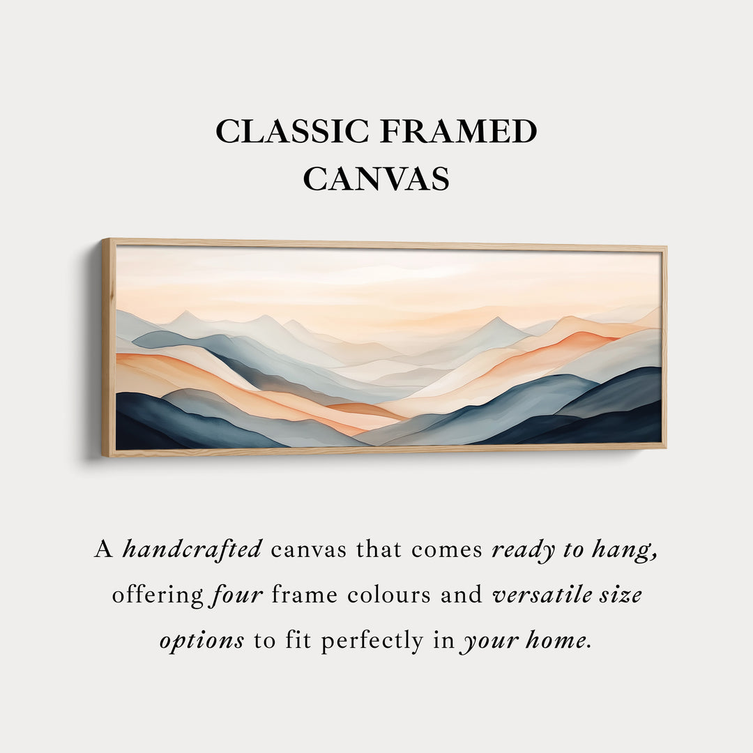 Gedempte Abstracte Bergen Grote Brede Horizontale Muurkunst Ingelijst Canvas