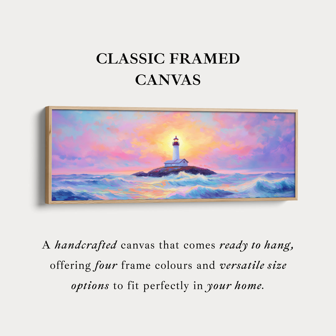 Vuurtoren schilderij lange horizontale boven bed wanddecoratie