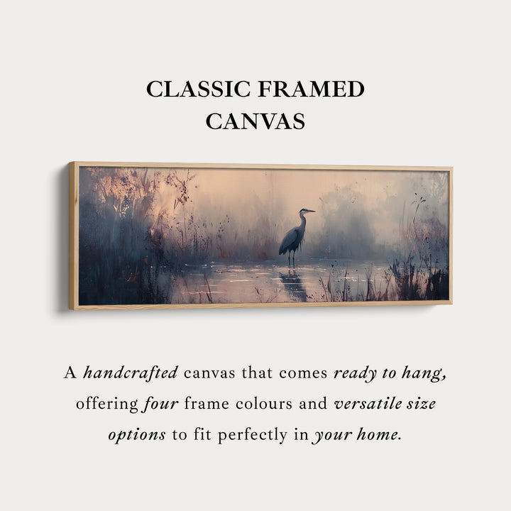 Minimalist Heron Above Bed Decor Framed Canvas Wall Decor