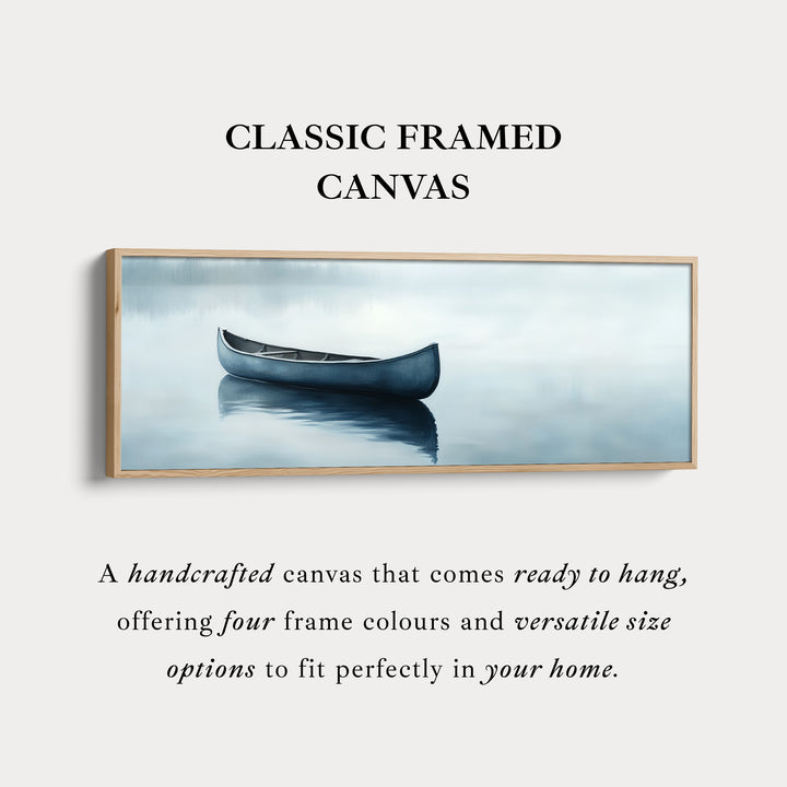 Misty Lake Kanoë Breed Gevoegd Boven Bed Muurkunst