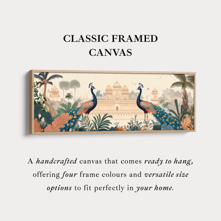 Peacock Palace Wide Framed Above Bed Wall Art