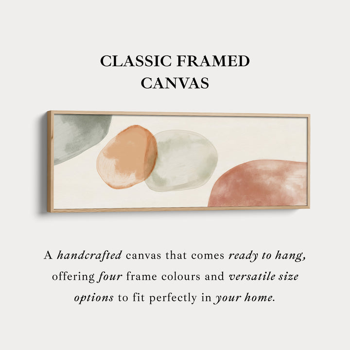 Beige & groene abstracte panoramische grote ingelijste wanddecoratie