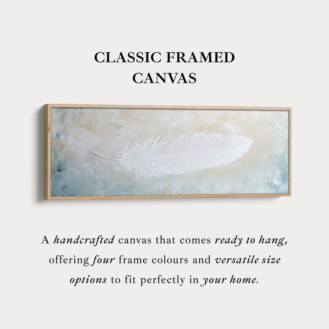 Witte Veer Boven Bed Ingelijste Canvas Muurkunst