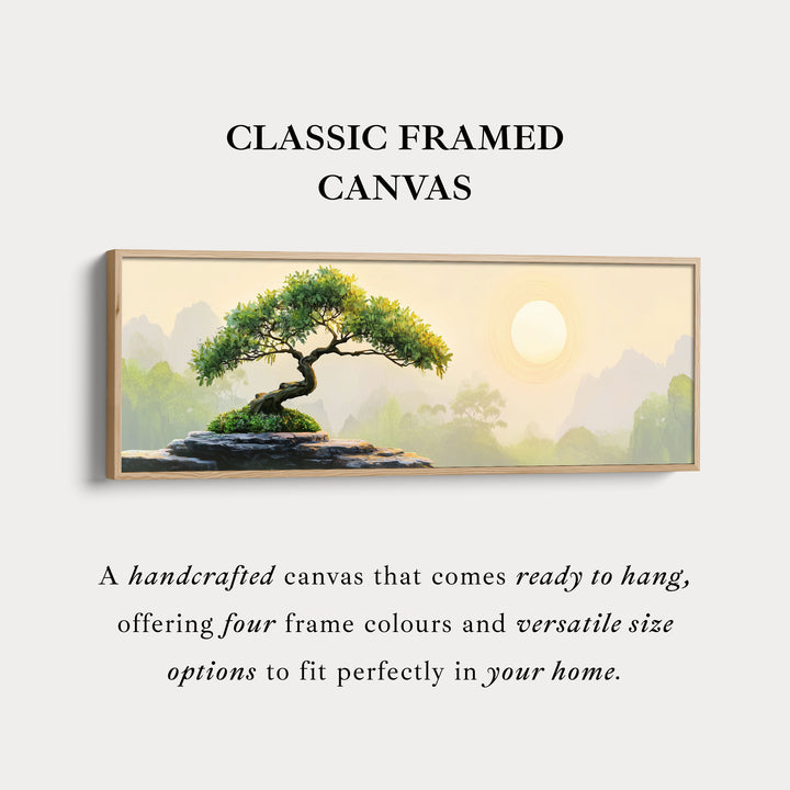 Bonsai boom botanische wandkunst lange panoramische wanddecoratie