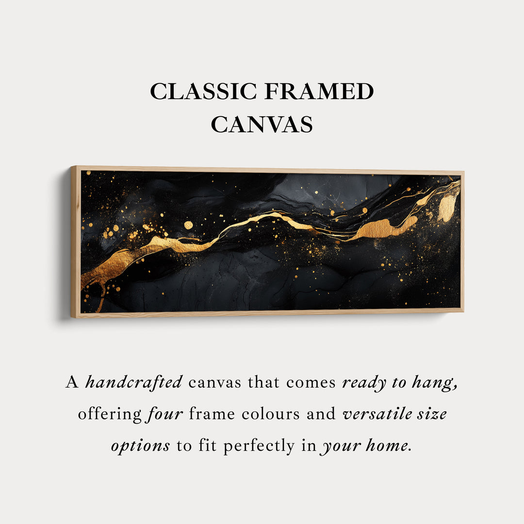 Goud & Zwart Abstract Horizontaal Wanddecoratie Lang Smal