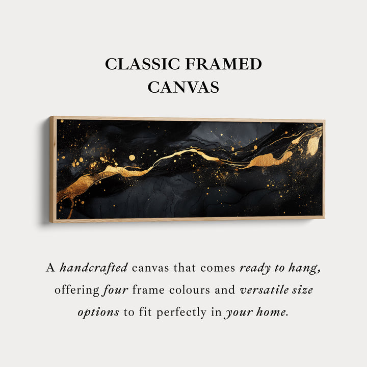 Goud & Zwart Abstract Horizontaal Wanddecoratie Lang Smal