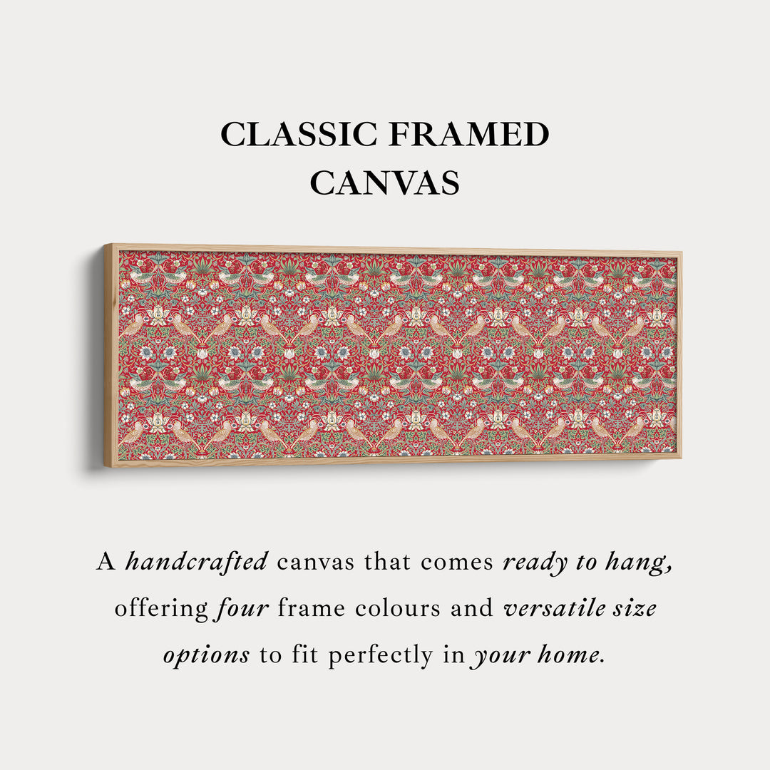 Lange Horizontale Wanddecoratie William Morris Strawberry Thief Rood