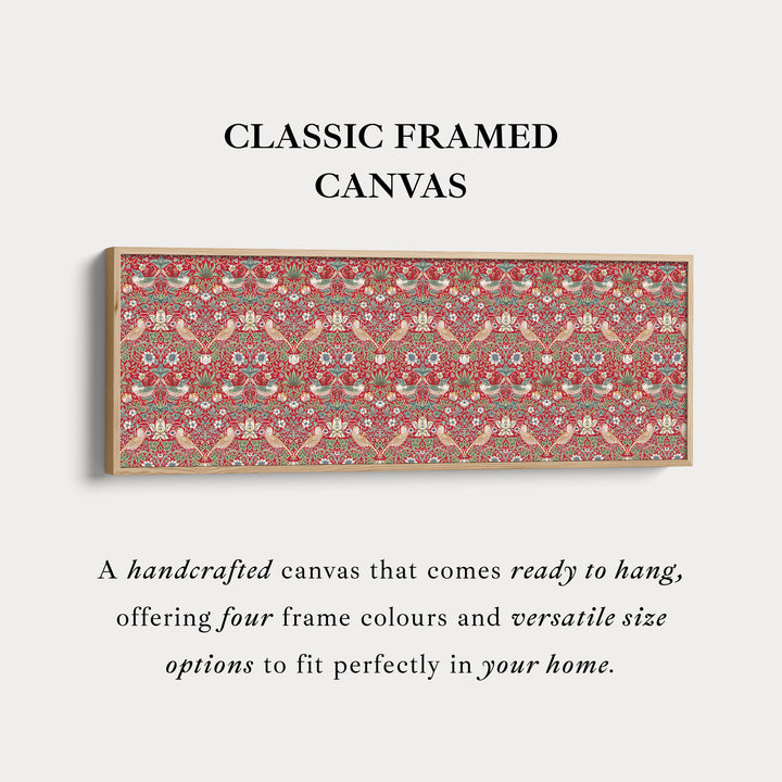 Lange Horizontale Wanddecoratie William Morris Strawberry Thief Rood