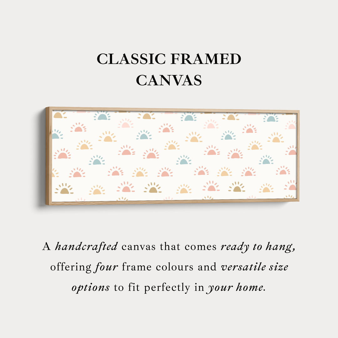 Lange smalle kinderkamer muurdecoratie zon krabbel