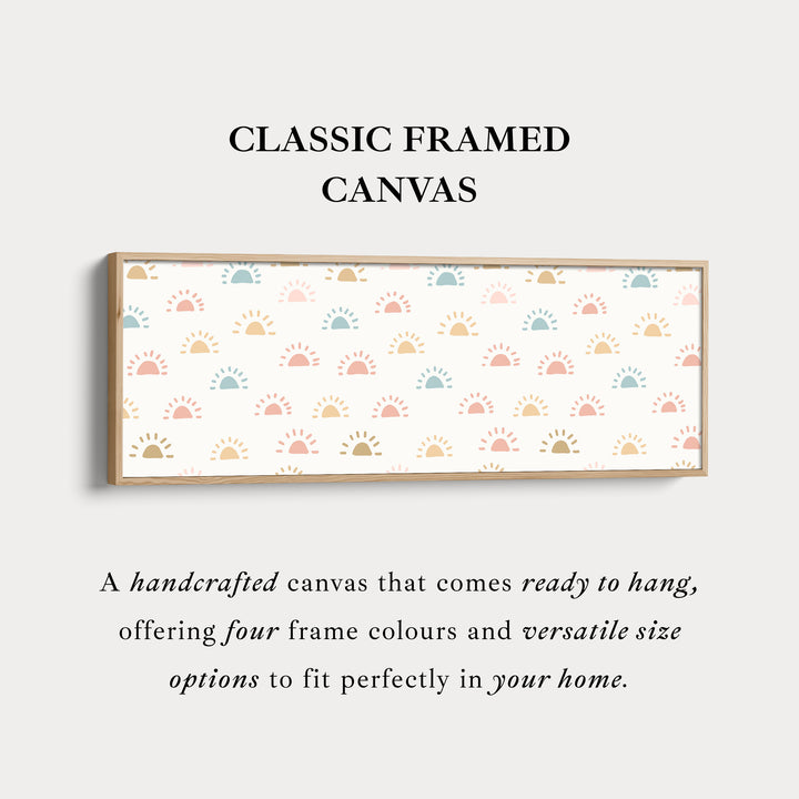 Lange smalle kinderkamer muurdecoratie zon krabbel