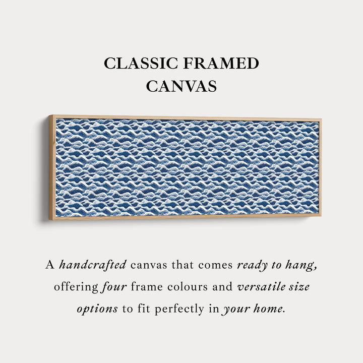 Horizontale wanddecoratie lange blauwe Japandi stijl golf