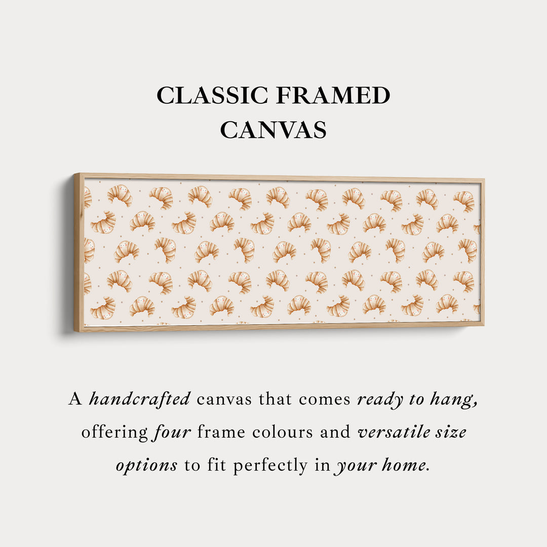 Horizontale keukenmuurkunst glimlachende croissants lang smal