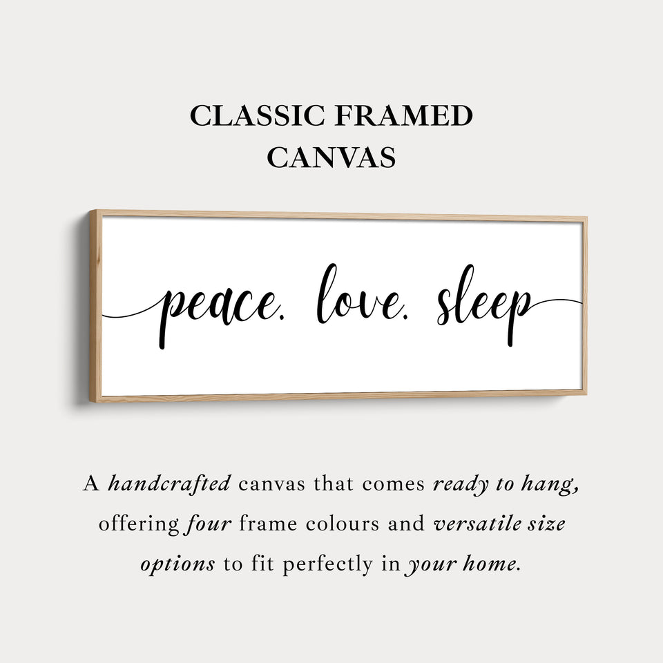 Guest Room Bedroom Large Above Bed Wall Art 'Peace Love Sleep'