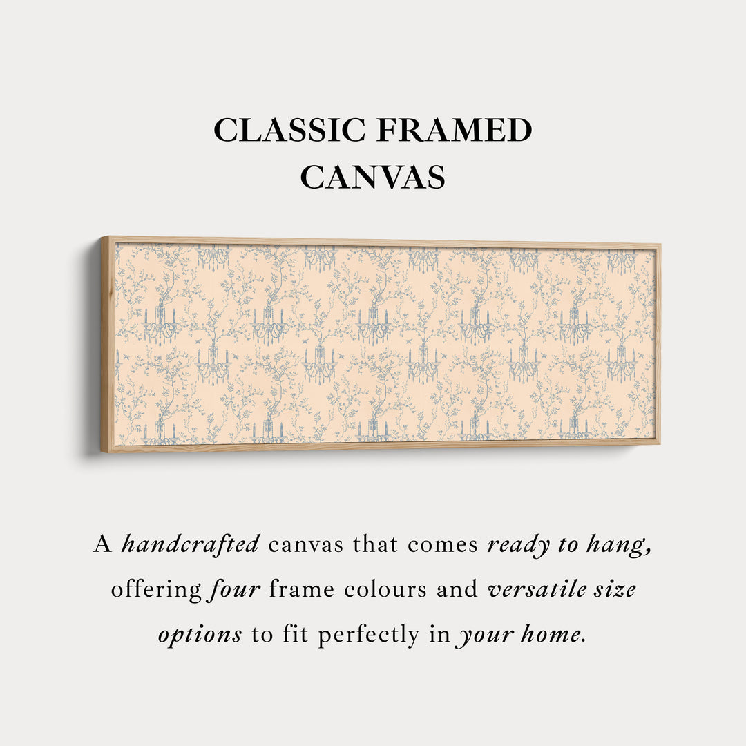 Vintage French Blue & Beige Long Narrow Wall Art