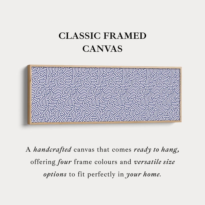 Blauwe geometrische organische patroon lange wanddecoratie