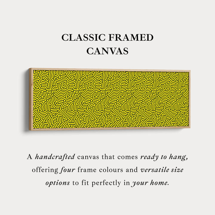 Geel & Zwart Geometrisch Organisch Patroon Lange Muurkunst