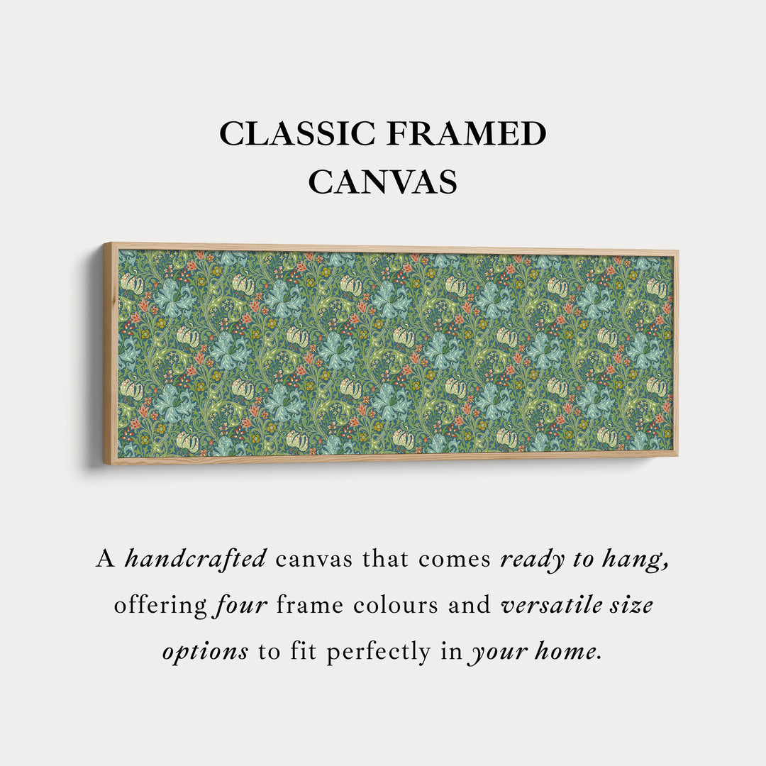 Horizontale lange wanddecoratie William Morris gouden lelie