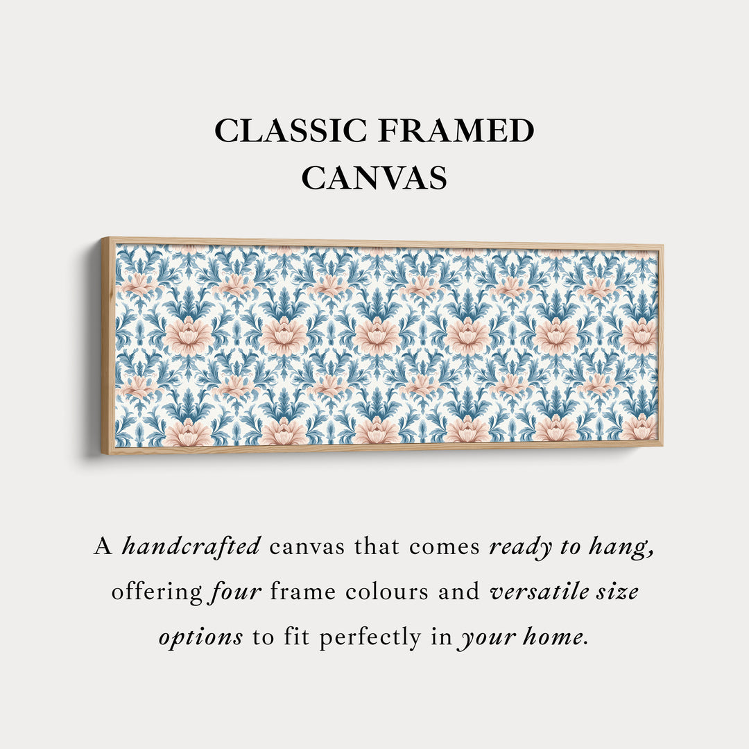 Lang smal wanddecoratie blauwe damast