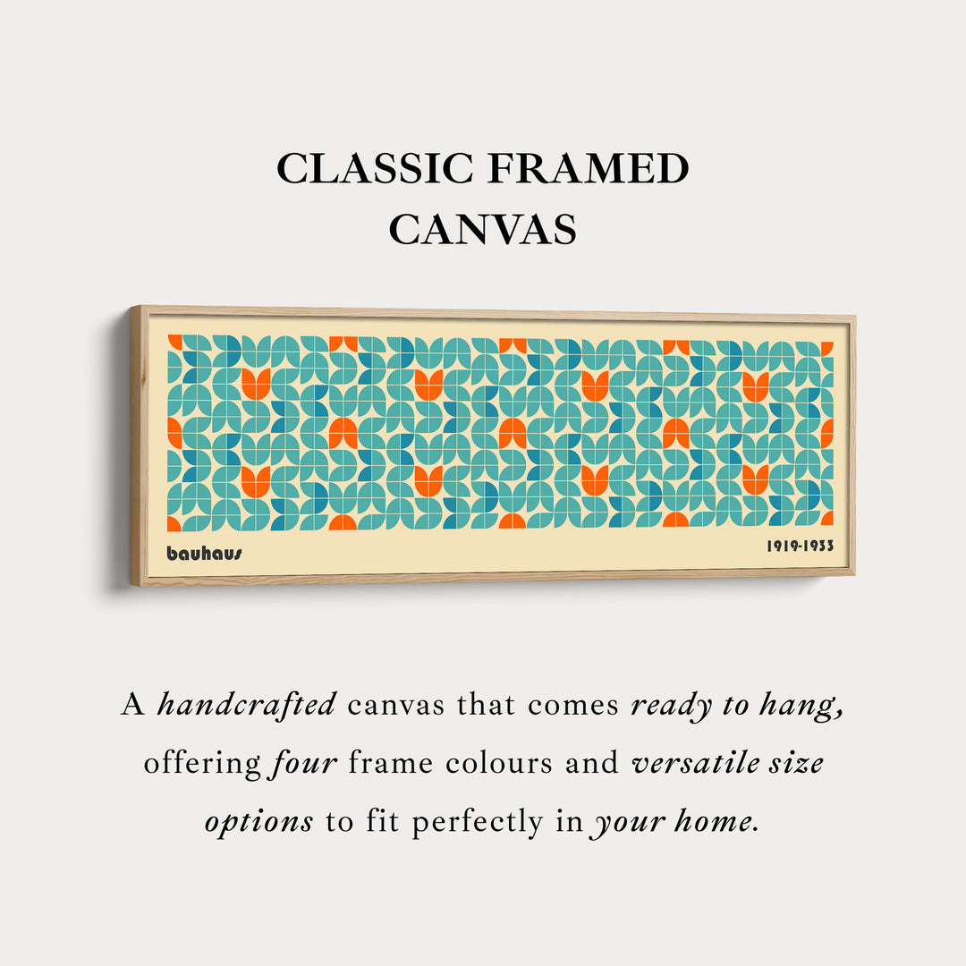 Horizontal Long Wall Art Beige Bauhaus Geometric