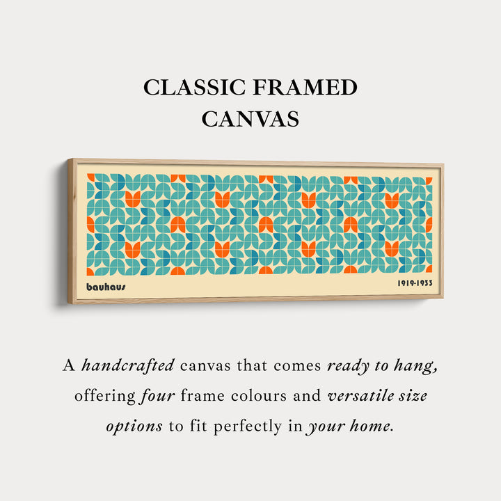 Horizontal Long Wall Art Beige Bauhaus Geometric