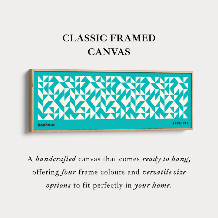 Panoramische Boven Bed Muurkunst Blauwe Bauhaus Midden Eeuw