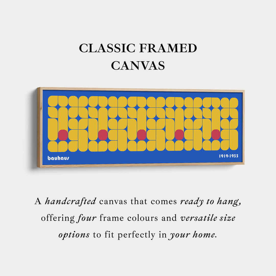 Panoramische woonkamer Bauhaus blauwe wanddecoratie