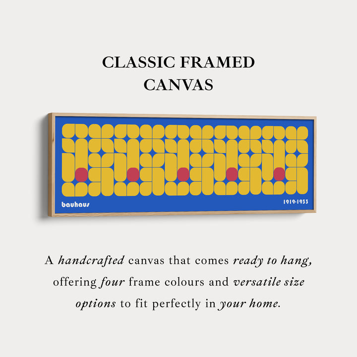 Panoramische woonkamer Bauhaus blauwe wanddecoratie