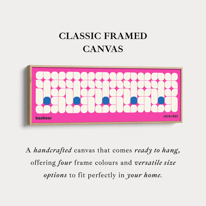 Pink Bauhaus Long Narrow Panoramic Framed Canvas Wall Art