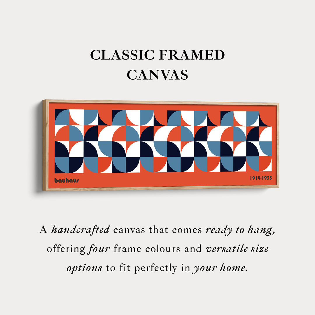 Rouge Bauhaus Long Toile Panoramique Étroit Encadrée Art Mural