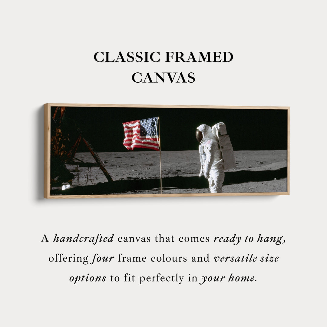 Lange panoramische ruimte wanddecoratie astronaut maanwandeling NASA