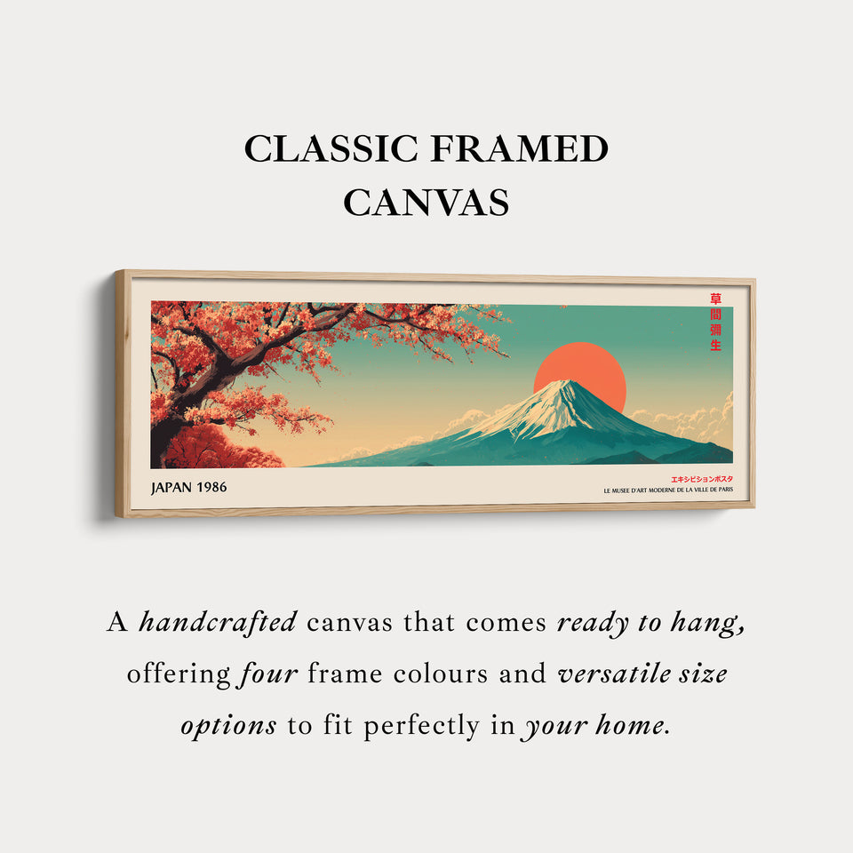 Mount Fuji Horizontal Wall Art – Japandi Cherry Blossom Mountain Print