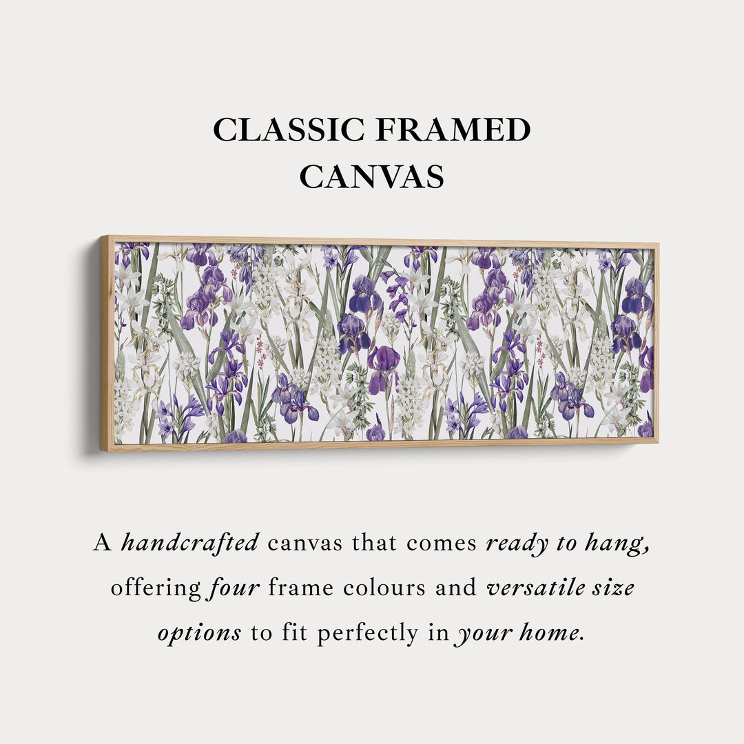 Long Bold Floral Botanical Canvas in Navy and Pink for Living Room