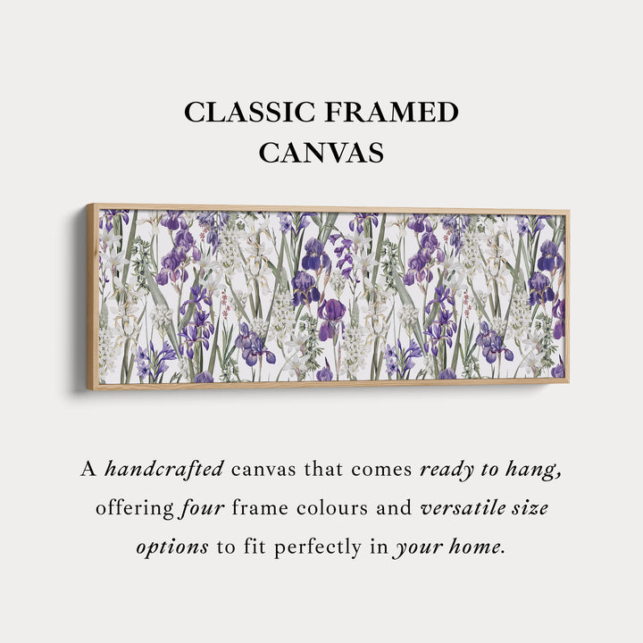 Long Bold Floral Botanical Canvas in Navy and Pink for Living Room