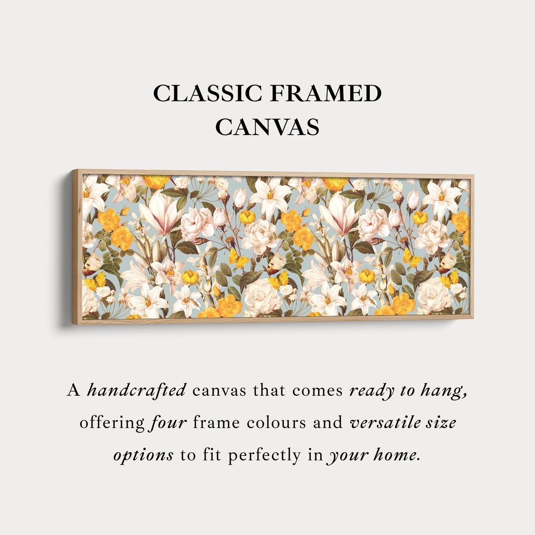 Wide Tropical Floral Parrot Canvas Art for Living Room or Hallway