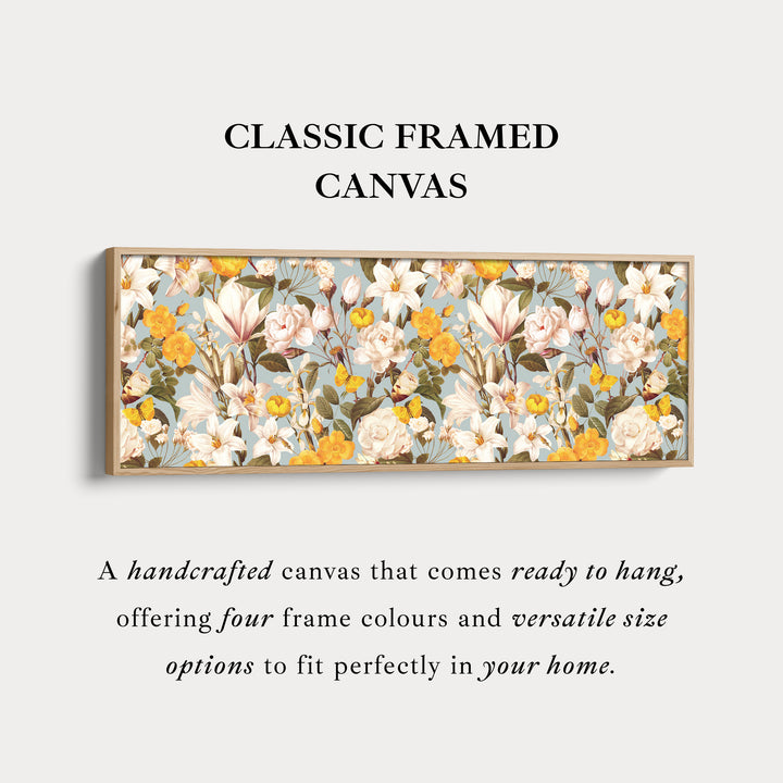 Wide Tropical Floral Parrot Canvas Art for Living Room or Hallway