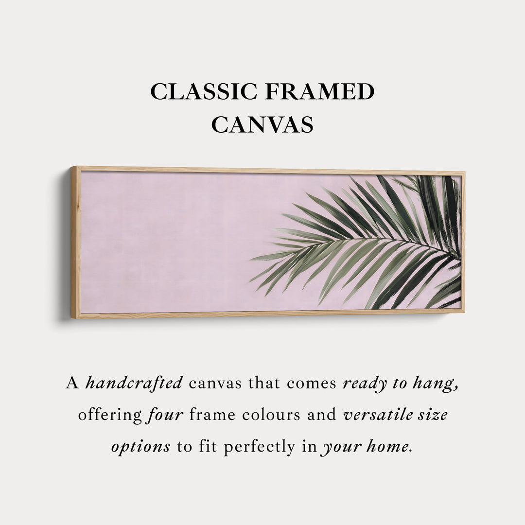 Panoramic wall art minimal palm leaf on soft pastel background for living room or bedroom