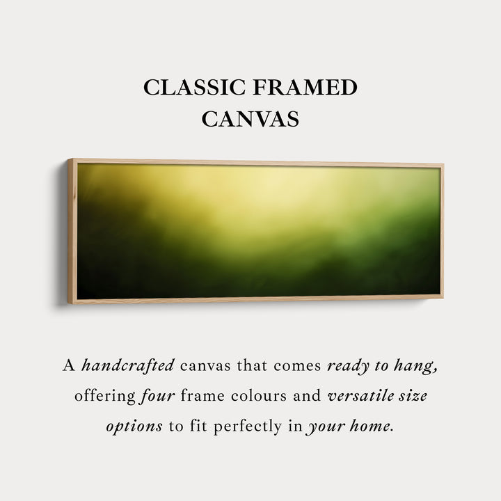 Panoramic wall art blended soft gradient moving from yellow to deep green for living room or bedroom