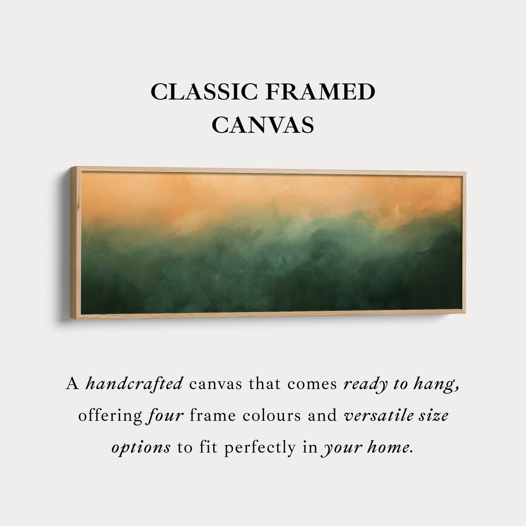 Horizontal Wall Art Green Beige Long Canvas Calm Minimalist Modern Decor