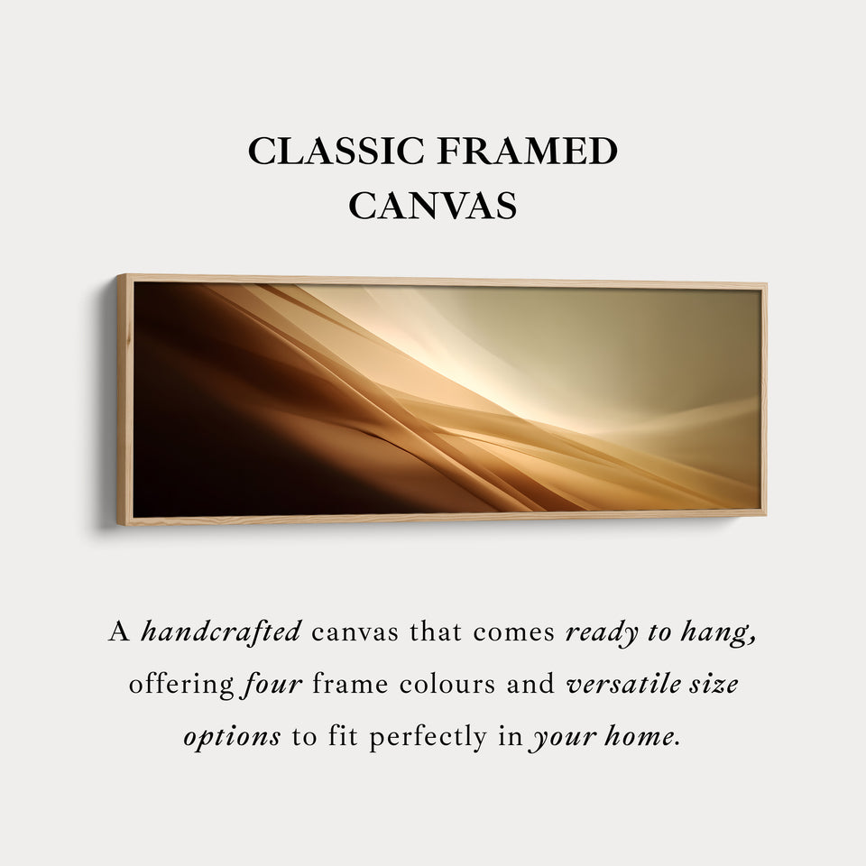 Long Canvas Gold Beige Horizontal Wall Art Elegant Modern Above Bed Wall Art