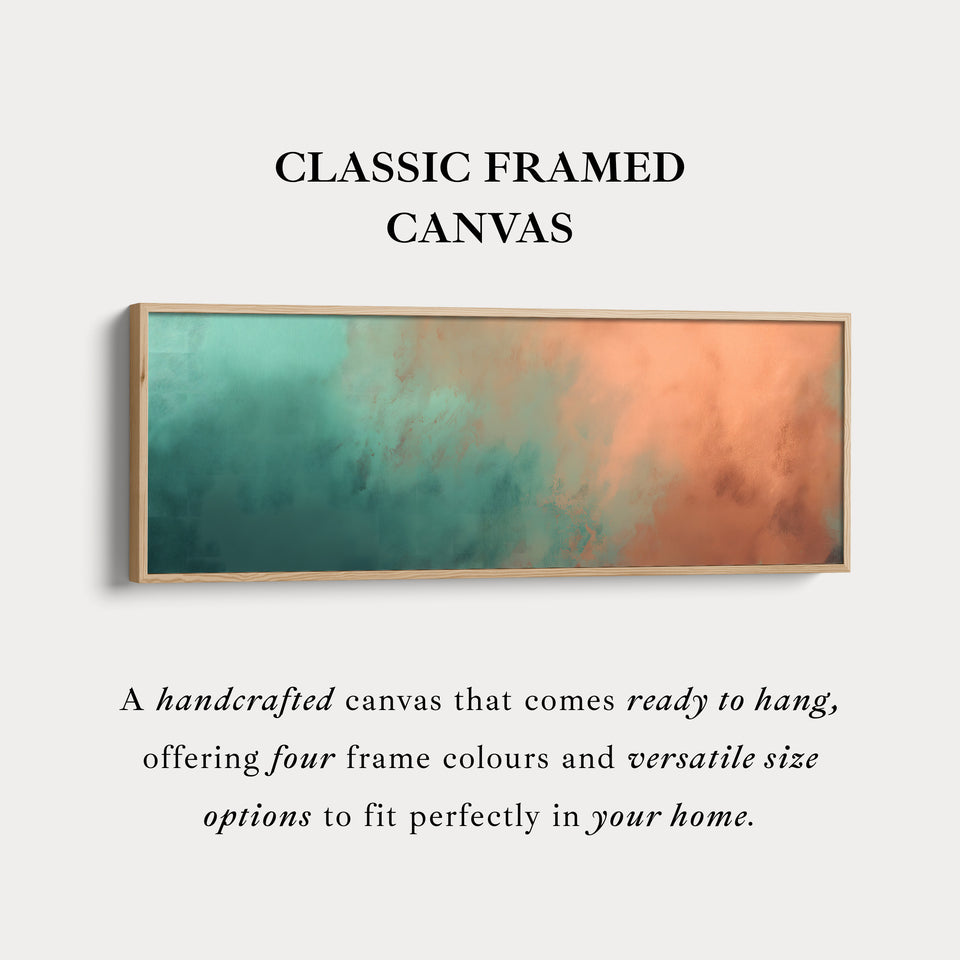 Wide Canvas Horizontal Green and Orange Abstract Wall Art Modern Stylish Decor